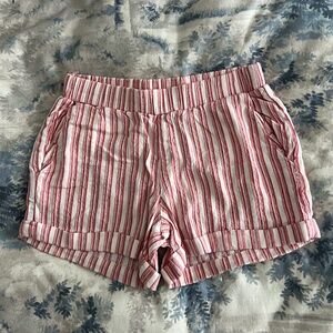 Ella Moss Red and White Stripe Beach Shorts, Size XS